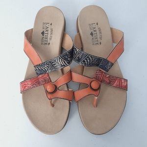 L'Artiste by Spring Step Pierce Orange Leather Slip On Sandals size 42